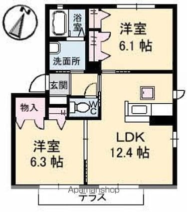 メゾンＭ　Ｂ棟[2LDK/54.81m2]の間取図