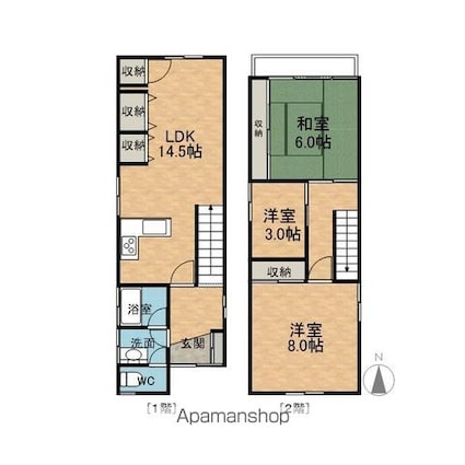 大手１丁目貸家[3LDK/86.28m2]の間取図