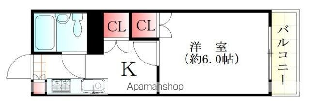 広島県広島市西区楠木町４丁目[1K/20m2]の間取図