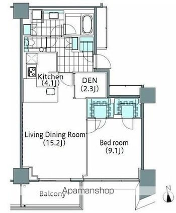 コンフォリア新宿イーストサイドタワー[1SLDK/72.69m2]の間取図