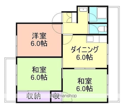 和歌山県和歌山市西浜[3DK/49.5m2]の間取図