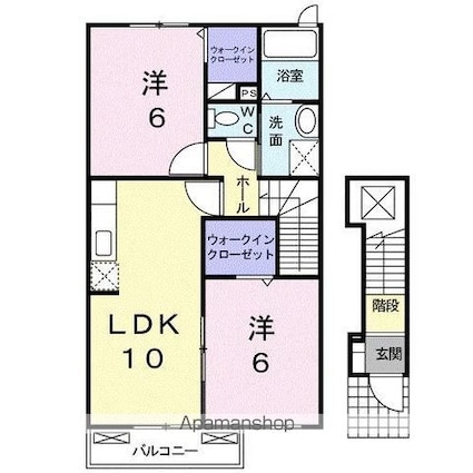 サン　リバーＤ[2LDK/54.85m2]の間取図