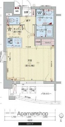 プレサンス泉アーバンゲート[1K/34.92m2]の間取図