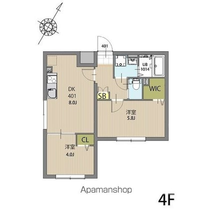 エルファーロ大塚[2DK/41.29m2]の間取図