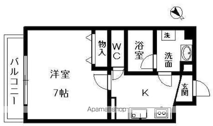 プロシード吹上[1K/24.31m2]の間取図