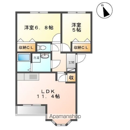 ヴィータローザ[2LDK/53.75m2]の間取図
