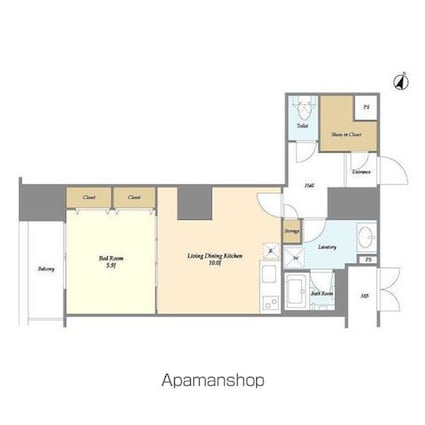 グランハイツ高田馬場[1LDK/47.4m2]の間取図