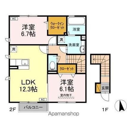 オリオンクレストＡＢＣ[2LDK/62.41m2]の間取図