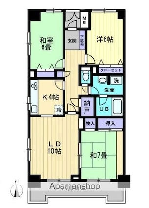 香川県高松市花ノ宮町２丁目[3LDK/79.56m2]の間取図