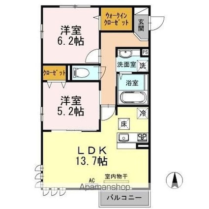 シーク・カシワ[2LDK/59.2m2]の間取図