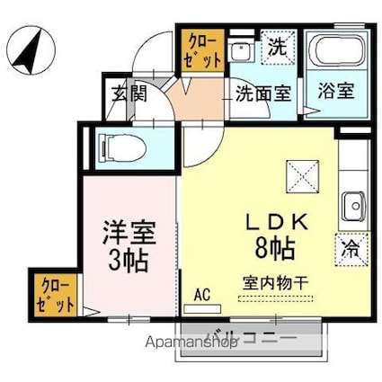 カルチェラタン[1LDK/28m2]の間取図
