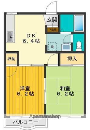 アネックス壱番館[2DK/38.83m2]の間取図