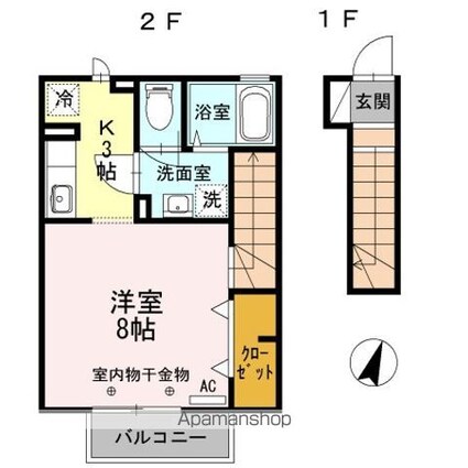 ＨＡＢＩＴＡＴＩＯＮ[1K/33.43m2]の間取図