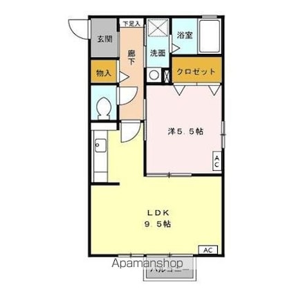 プラムＩＩ[1LDK/37.79m2]の間取図