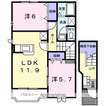リバーサイド朝来[2LDK/62.07m2]の間取図