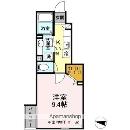 フェリオ[1K/29.21m2]の間取図