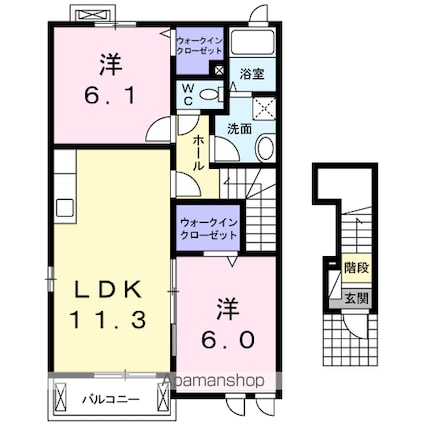 ティファーレ　Ⅱ[2LDK/57.63m2]の間取図