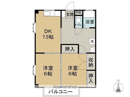コーポリヴハウス[2DK/54.1m2]の間取図