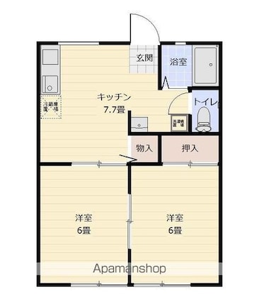 立原ハイツＢ[2DK/39.6m2]の間取図