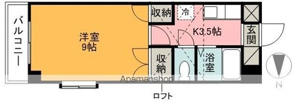 ベルメゾン古川１[1K/26.6m2]の間取図