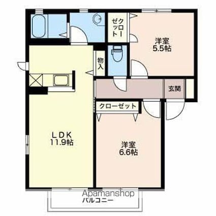 長野県長野市広田[2LDK/54.81m2]の間取図