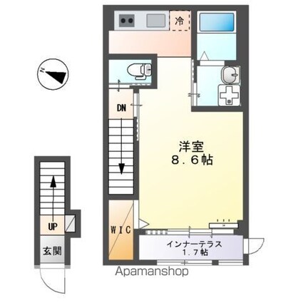 エルシオン富岡[1K/32.55m2]の間取図