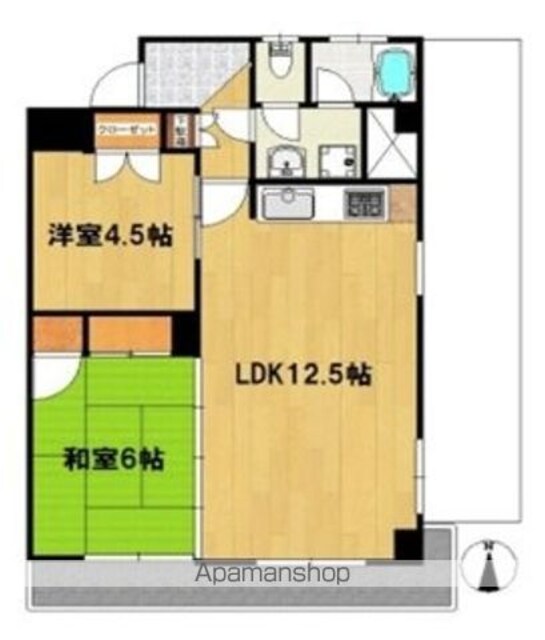 学園スカイマンション[2LDK/57.33m2]の間取図