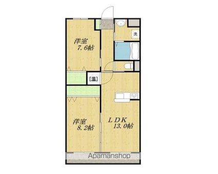 アリビオグランデ木田[2LDK/66m2]の間取図