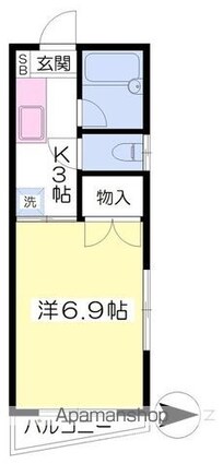 ヴィラ鈴村[1K/22.68m2]の間取図