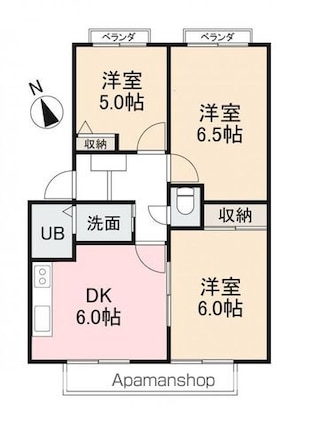 フォブール屋島Ⅱ[3DK/55.89m2]の間取図