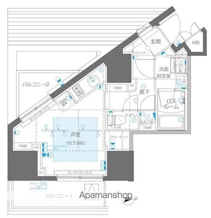 ＺＯＯＭ信濃町[1R/29.48m2]の間取図