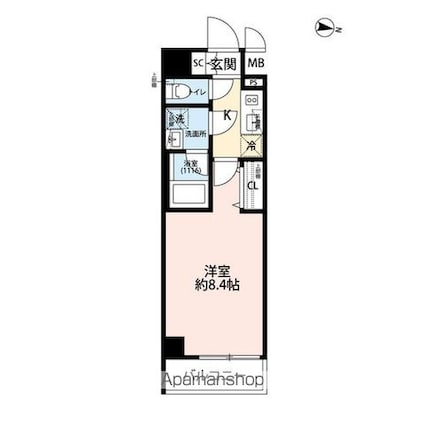 プレール・ドゥーク本所吾妻橋Ⅲ[1K/25.95m2]の間取図