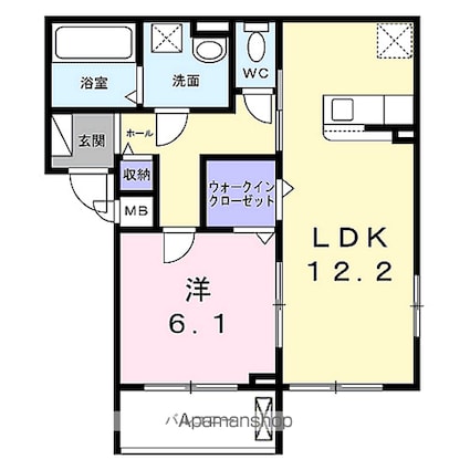リボーン明誠[1LDK/46.61m2]の間取図