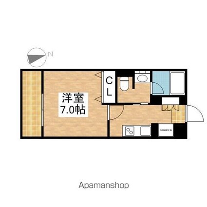 フレールコート東別院[1K/25.33m2]の間取図