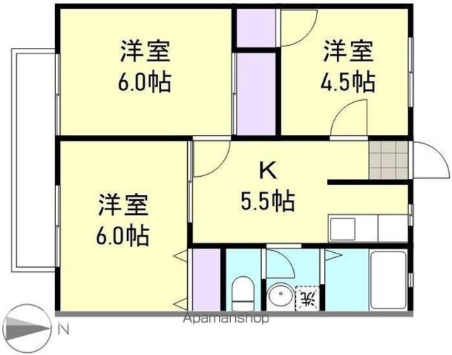 ハイツ片山[3K/47.58m2]の間取図