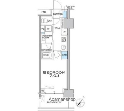 ＭＦＰＲコート武蔵小山[1K/25.38m2]の間取図