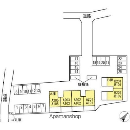 リーブルⅡ　Ｂ棟[2LDK/53.76m2]の配置図