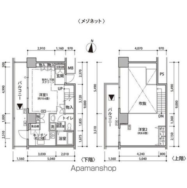 東雲キャナルコートＣＯＤＡＮ２０号棟[2K/63.77m2]の間取図