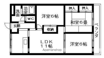 レジデンス守山[3LDK/65.8m2]の間取図