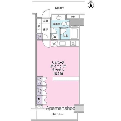 東急ドエル・キルト三軒茶屋[1R/39.47m2]の間取図