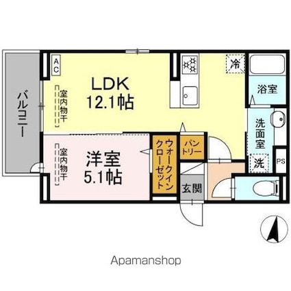 ベル・ポスト[1LDK/41.57m2]の間取図