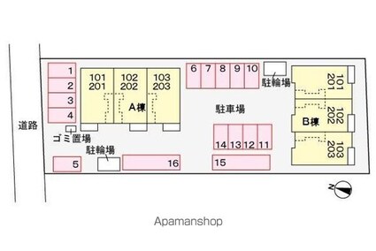 アントヒルＢ[2LDK/53.75m2]の配置図