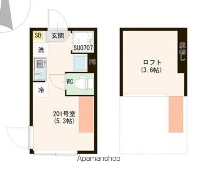 ハーモニーテラス上井草Ⅴ[1R/12m2]の間取図