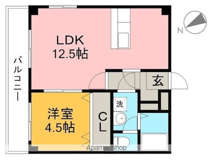 グランパレスパゴダ[1LDK/37.5m2]の間取図