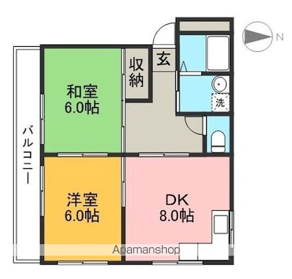 オルテンハウスⅢ[2DK/46m2]の間取図