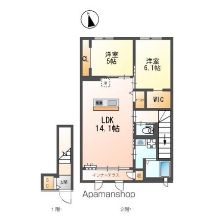 クラポティ新涯[2LDK/66.51m2]の間取図