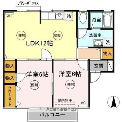 サンタウン寺井[2LDK/55.4m2]の間取図