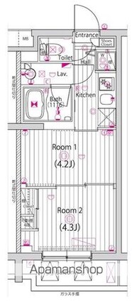 東京都調布市小島町３丁目[2K/25.84m2]の間取図