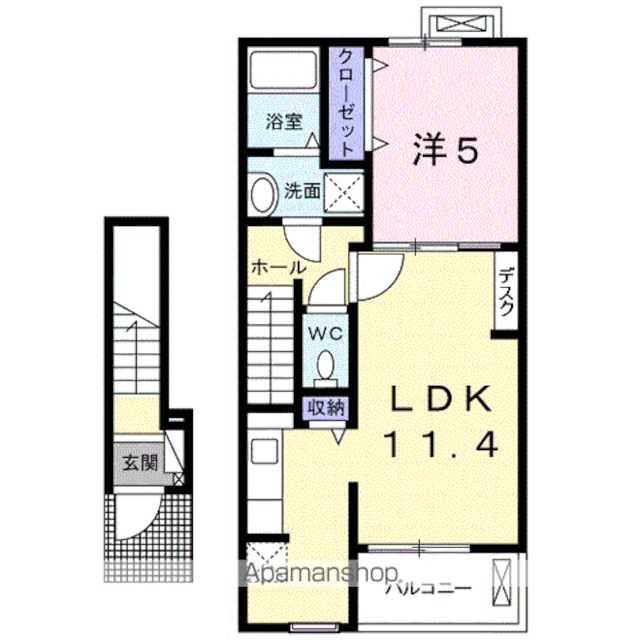 ルラシオン[1LDK/42.47m2]の間取図