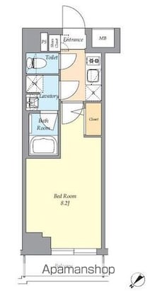 ＡＩＦＬＡＴ渋谷西原[1K/25.2m2]の間取図